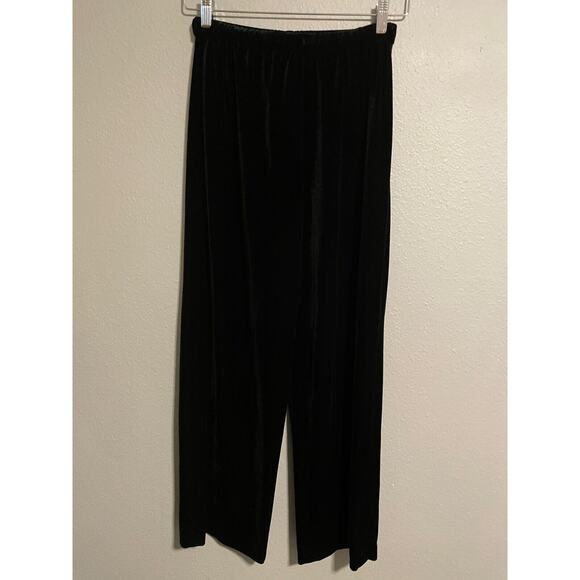 Vintage Alex Evenings Womens Pants Size PP Black Velvet Wide Leg Pull On Formal - Picture 1 of 7